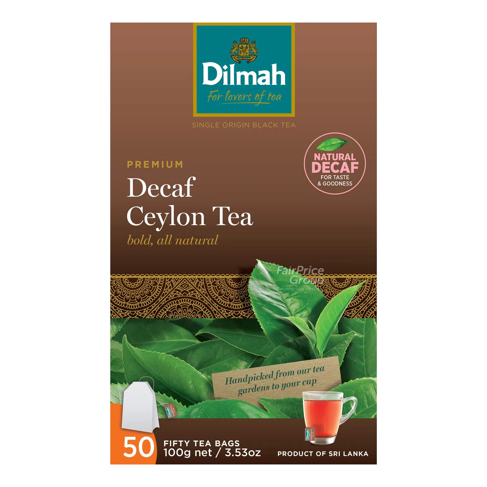 Premium Decaffeinated Ceylon Black Tea-50 Tea Bags with Tag