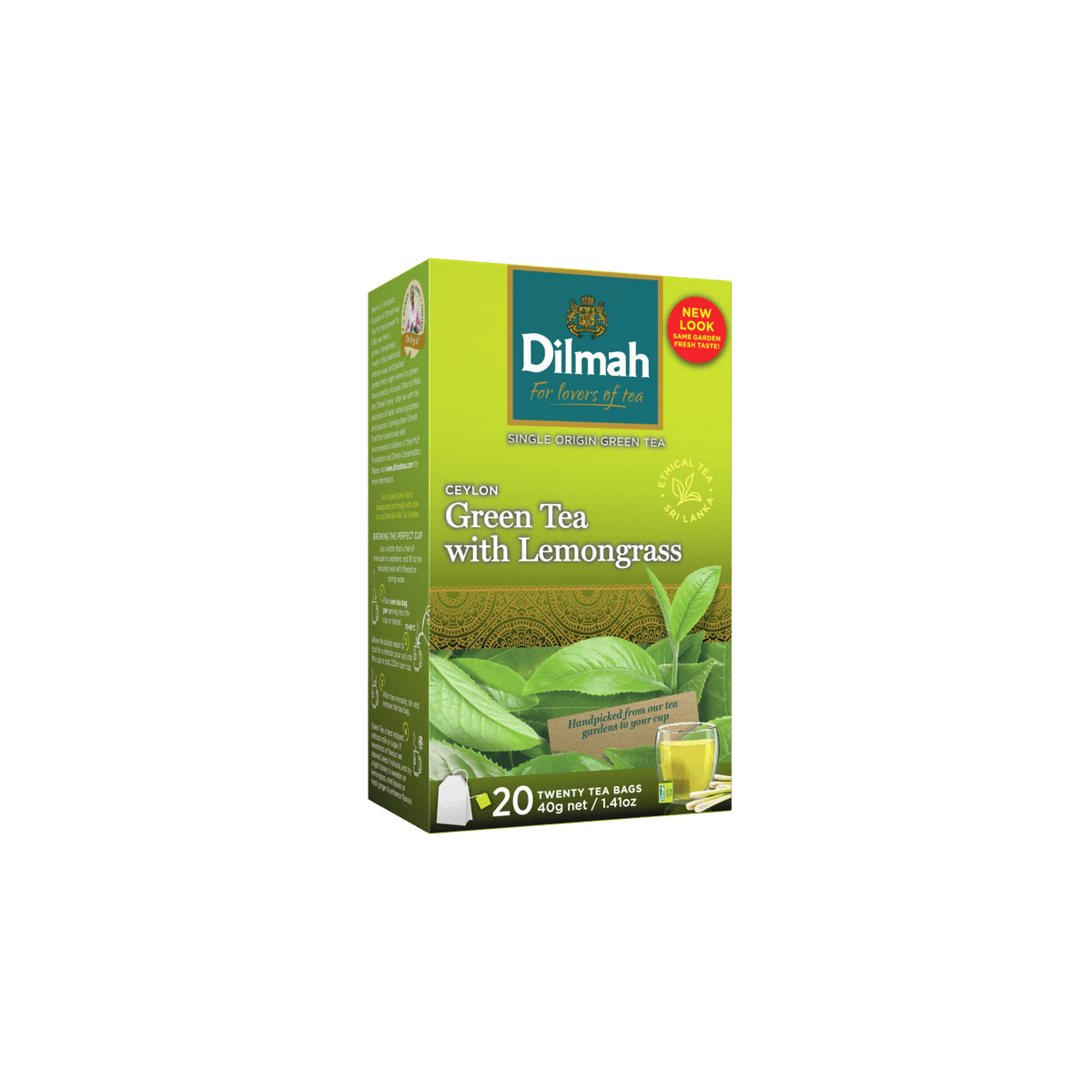 Ceylon Green Tea with Lemongrass-20 Tea Bags with Tag