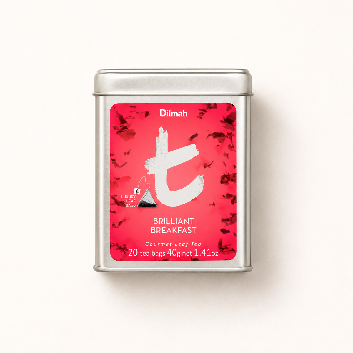 t-Series Brilliant Breakfast Ceylon Black Tea Tin Caddy-20 Luxury Leaf Tea Bags