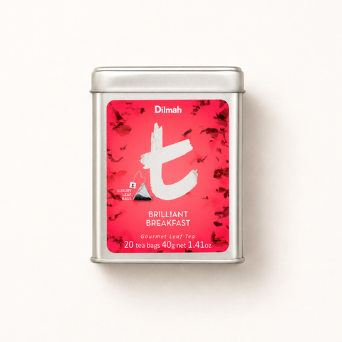 t-Series Brilliant Breakfast Ceylon Black Tea Tin Caddy-20 Luxury Leaf Tea Bags