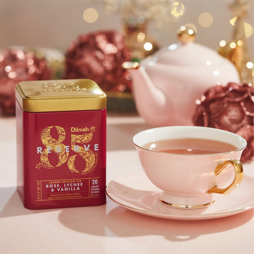 Dilmah 85 Reserve Rose, Lychee & Vanilla Ceylon Black Tea – 20 Luxury Leaf Bags