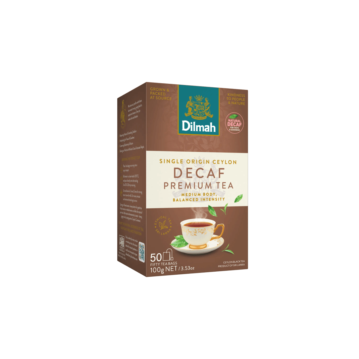 Premium Decaffeinated Ceylon Black Tea-50 Tea Bags with Tag