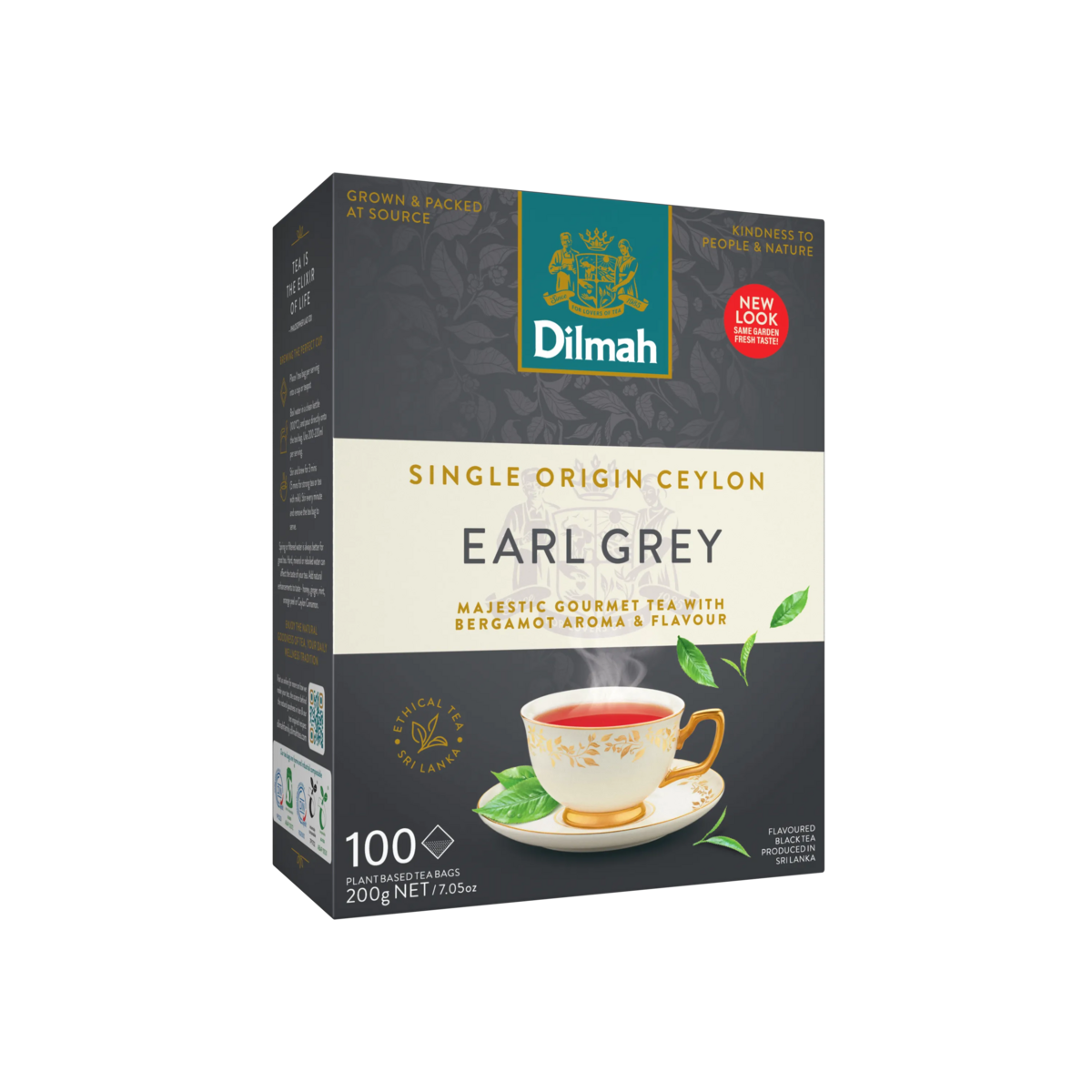 Gourmet Earl Grey Ceylon Black Tea-100 Tagless Tea Bags