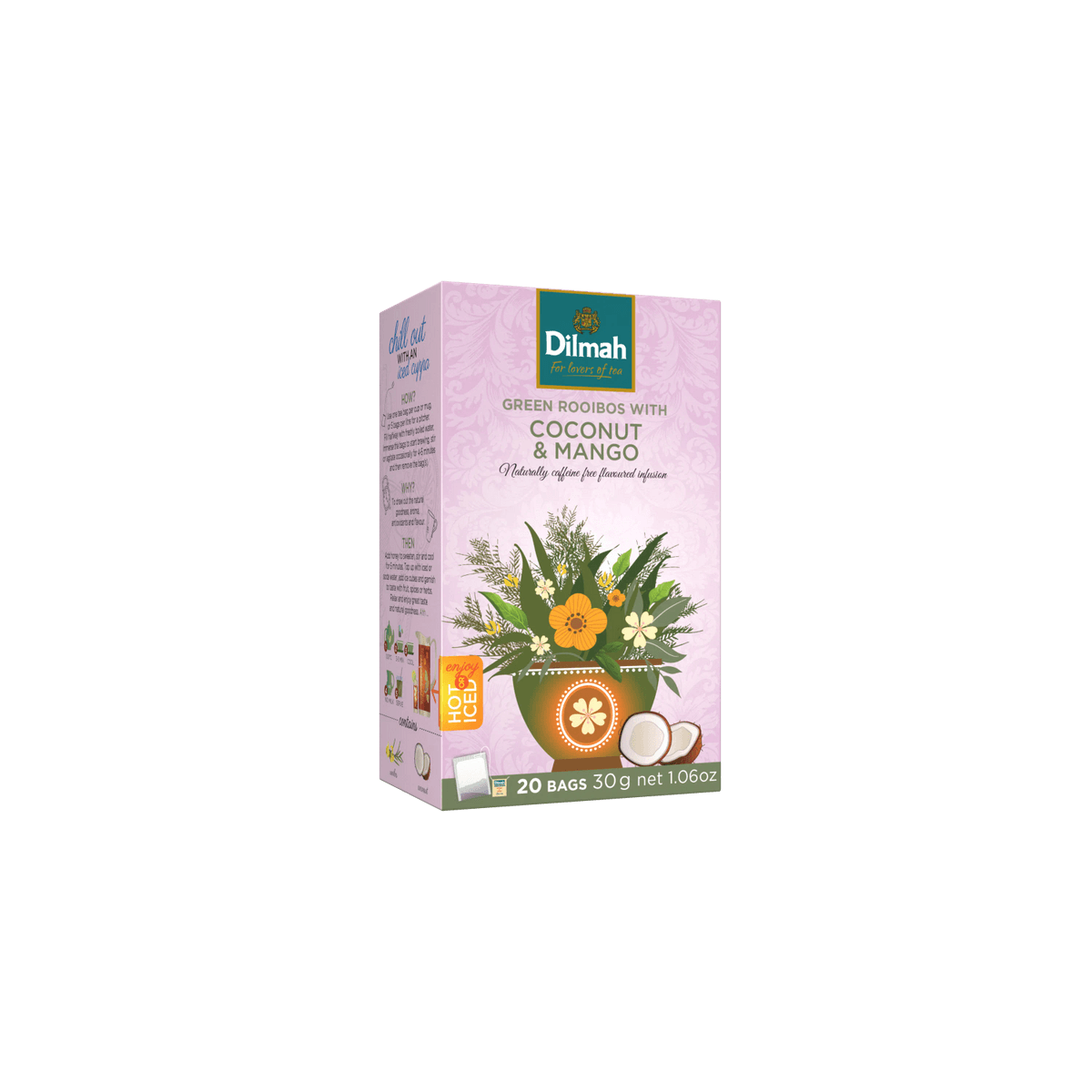 Green Rooibos Coconut & Mango Infusion-20 Tea Bags with Tag
