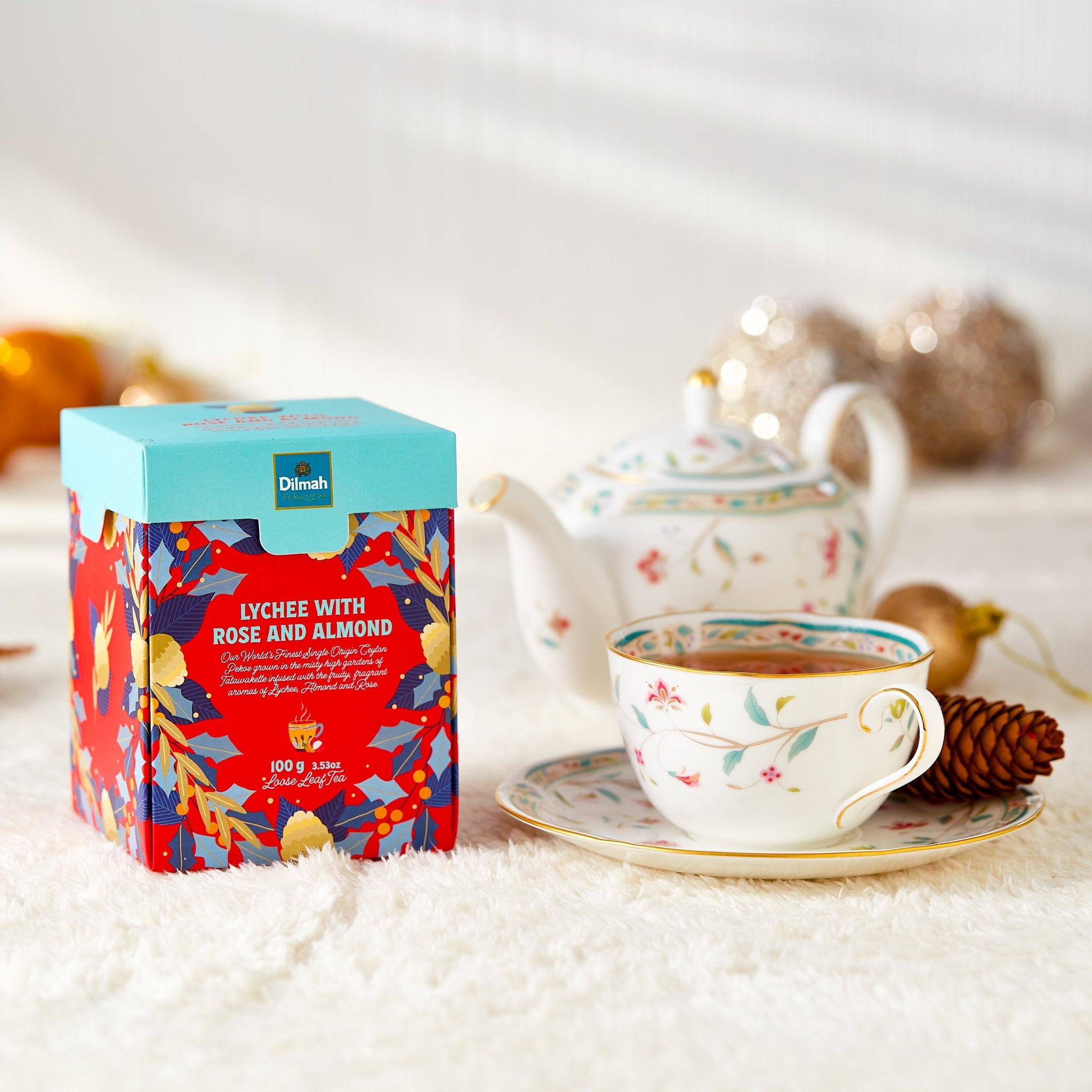Christmas Tales Lychee, Rose & Almond Ceylon Black Tea – 100g Loose Leaf