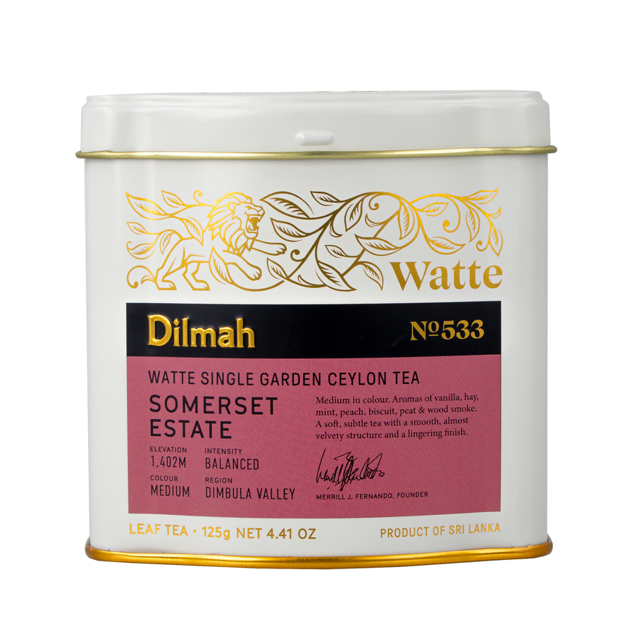 Dilmah Somerset Estate Watte Ceylon Black Tea Tin Caddy â€“ 125g Loose Leaf, Single Garden, High-Grown