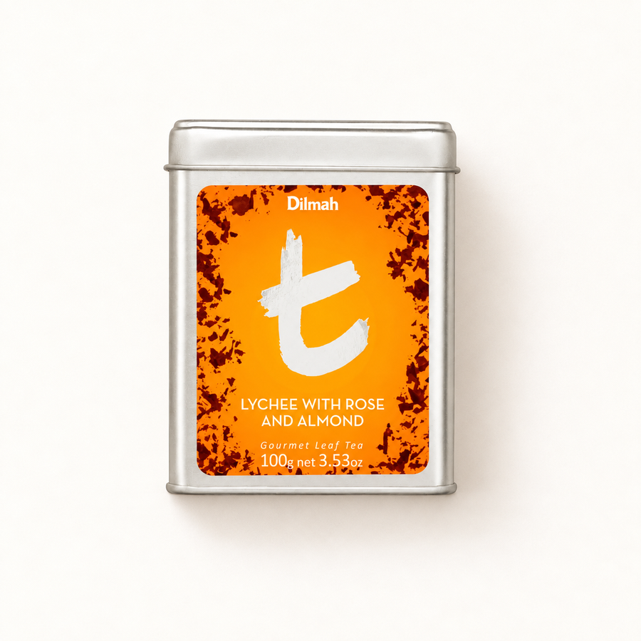 t-Series Lychee with Rose and Almond Ceylon Black Tea Tin Caddy-100g Loose Leaf
