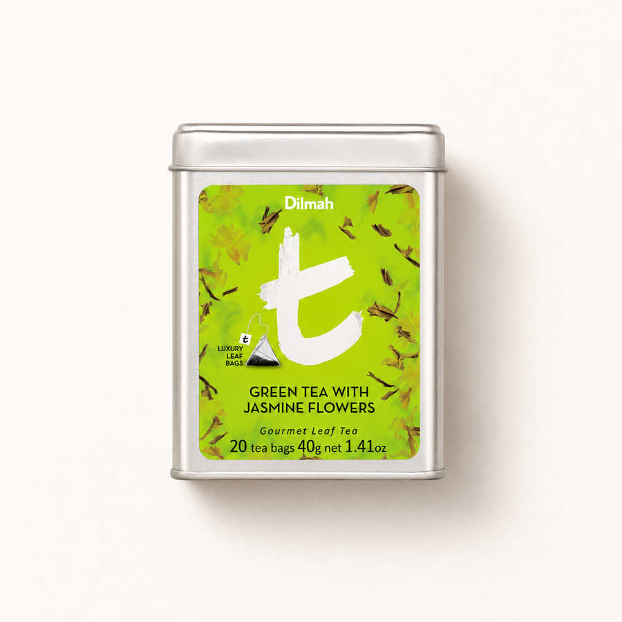 t-Series Green Tea with Jasmine Flowers Tin Caddy-20 Luxury Tea Bags